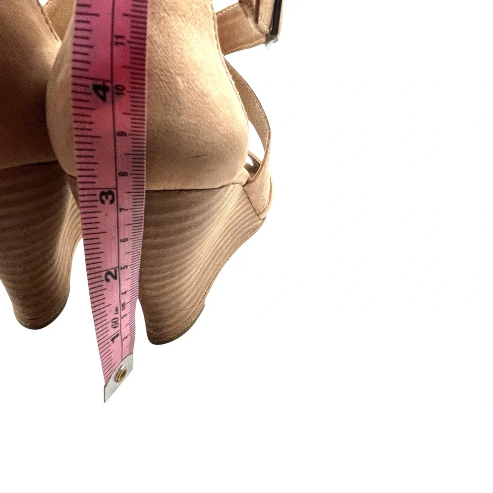 Eileen Fisher Carole Sandals Wedges Women Size 7 Tan Caramel Ankle Strap 3 Inch